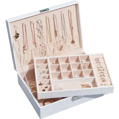 Fashion Design Leather Jewelry Box Jewelry Case Jewelry Package Storage Large Space Jewelry Ring Necklace Bracelet Hot Selling