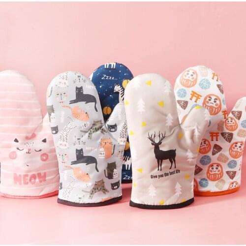 1Pcs Cartoon Microwave Glove Potholder Bakeware Kitchen Cooking Microwave Gloves Baking BBQ Potholders Oven Non-slip Mitts