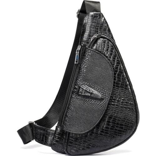 Genuine Leather Mens Shoulder Bag Male Alligator Chest Bag Small Crossbody Bags For Men Chest Pack Leather Mens Sling Bags 2021