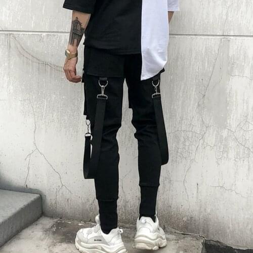Men Multi-pocket Elastic Waist Design Harem Pant Street Punk Hip Hop Casual Trousers Joggers Male Dancing Pant