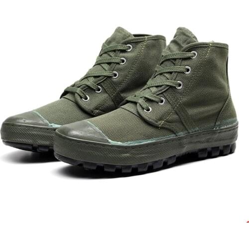 Mens Outdoor Tactical Sports Shoes Military Training High Top Mens Shoes Site Laborers Slip Wear Canvas Shoes 35-44 Yards