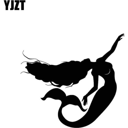 YJZT 13.1*11.9CM Swimming Sexy Mermaid Black/Silver Silhoutte Excellent Design Zero Defect Car Sticker Vinyl Decal C20-0593