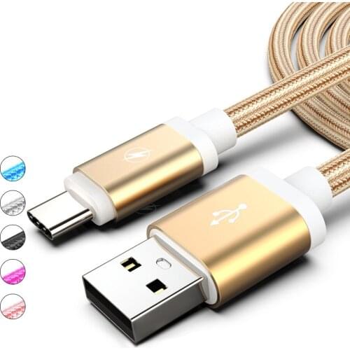Nylon 1m 2m Type C USB Fast Charging Cable for Samsung S8 S9 S10 plus for Xiaomi Redmi Note 7 8 Pro Fast Charging Long Wire Cord