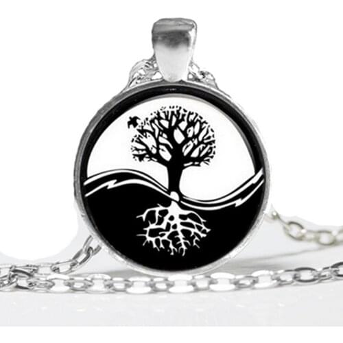 YAUTION New Fashion Glass Dome Necklace YinYang Necklace Tree of life pendant Glass Art Picture Necklace
