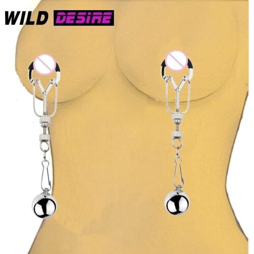 New Nipple Clamp Choker Hanging Weights Sex Toys for Couple Flirting Clitori Clip BDSM Breast Tit Clamps Metal Balls Erotic Shop