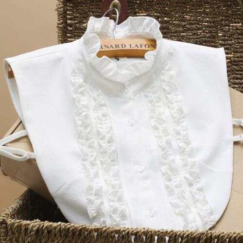 Detachable Lapel Choker Necklace Shirt fungus black ribbon wave collar Embroidery Fake half Shirt Collar For Women ladies Lapel