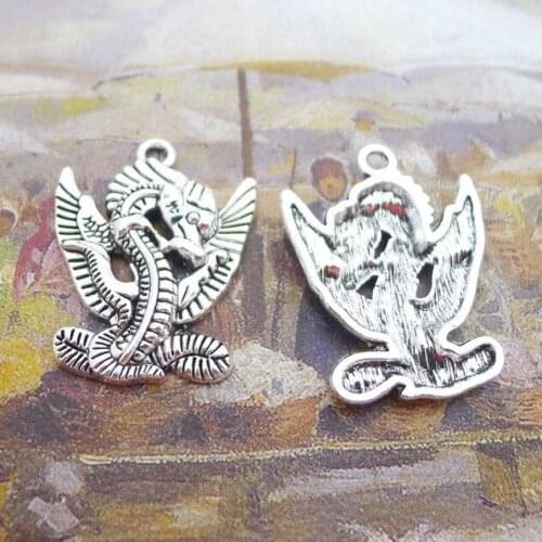 8PCS/Lot 21mm*28mm Pendant Antique Silver Color Dragon Charms For DIY Jewelry Making Handmade Craft