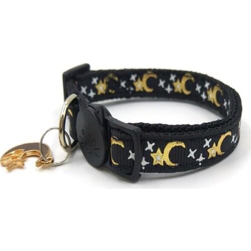 Legendog Cat Collar Adjustable Nylon Moon Star Pendants Dog Collar Hound Collar with Pendant Puppy Collar Necklace