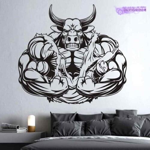 Fitness Bull Decal Gym Boxing Sticker Body-building Posters Vinyl Wall Decals Mural Fitness Crossfit Decal Muscle Gym Sticker