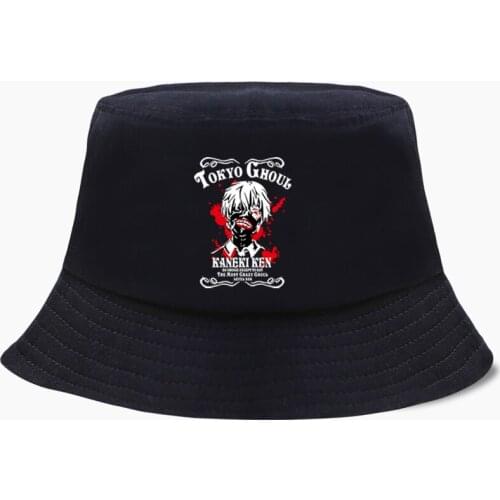 Japan Anime Tokyo Ghoul Bucket Hat Panama Ken Kaneki Harajuku Men Cap Women Bob Fishing Cotton Outdoor Sunscreen Fisherman Caps