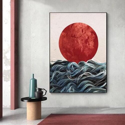 Japanese Sunrise Art Posters and Prints Wall Art Canvas Painting Pictures Living Room Scandinavian Seascape Home Decor Cuadros