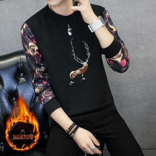 Winter men 's youth Hoodie men' s fleeces printing warm clothing men Korean version of the cashmere Pullovers