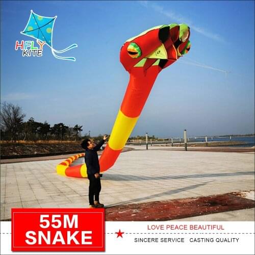 New arrival 55M 3D solid soft inflatable snake kite for audlts large big outdoor fun toys animal kites free shipping