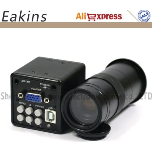 2.0MP 1/3" CCD CMOS USB VGA Industry Microscope Camera Digital Electronic Camera+Zoom 100X C-Mount Lens For PCB Repair