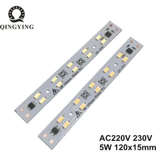 1pcs AC 220v LED Crystal Light Bar Strip 5W 120mm 160mm Free Driver Module SMD 5730 led pcb White Warm White T5 T8 Light Source