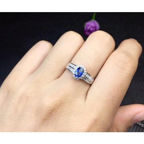 100%Natural sapphire ring 925 silver high quality crystal clean object photo shop promotion price 0.5ct