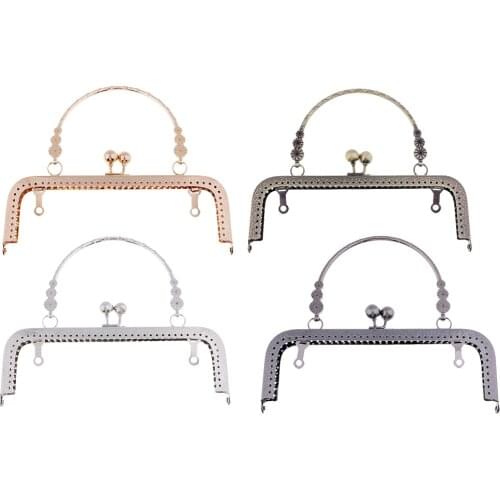 18cm Vintage Flower Embossing Purse Metal Frame Clutch Bag Clasp Handle DIY Handbag Frame