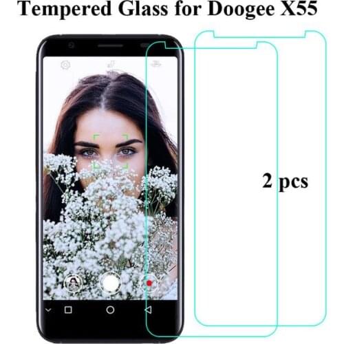 2PCS For Doogee X55 Smartphone Glass 9H High Quality Protective Transparent Film Explosion-proof Screen Protector For Doogee X55