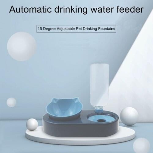 2-in-1 Pet Dog Cat Feeder Bowl for Dogs Drinking Water 500ml Bottle Kitten Bowls Slow Food Feeding Container Pet Supplies