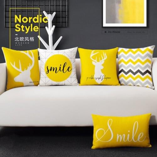 2018 NEW Christmas Yellow Geometric Pillow Cover Deer Cushion Cover Home Decorative Throw Linen Pillowcase sofa Pillow Covers