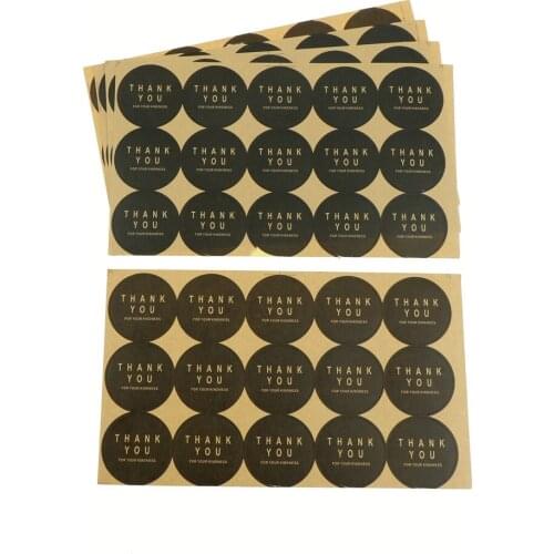 5Sheets 75Pcs Square Circle Shape Thank you Handmade Cake Packaging Sealing Label Kraft Sticker Baking DIY Gift Stickers