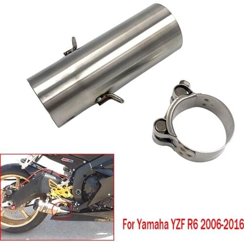 51mm moto Exhaust Muffler Slip On Mid Link Pipe Adapter Connector for Yamaha YZF-R6 2006-2016 2007 2008 2009 2010 2014 2015 R6