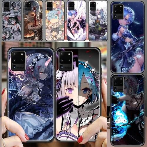 ReZERO Rem Anime Phone case For Samsung Galaxy Note 4 8 9 10 20 S8 S9 S10 S10E S20 Plus UITRA Ultra black silicone coque tpu