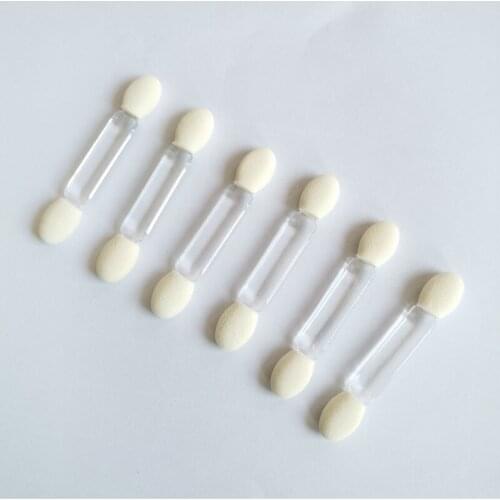 25PC 5cm Double head Sponge Eye Shadow Eyeliner Brush Sponge Applicator Tool Applicator Eye Shadow clear Handle Cosmetics Brush