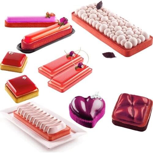 Meibum French Dessert Stainless Steel Tart Ring Bakeware Set Silicone Cake Molds Brownie Mousse Mould Kitchen Pastry Baking Tool