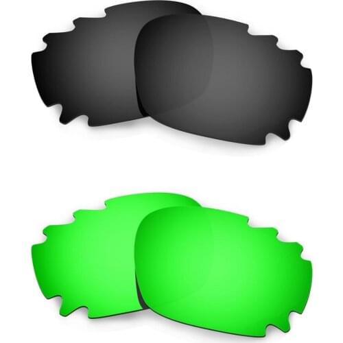 HKUCO For Jawbone Asian Fit Vented Sunglasses Replacement Polarized Lenses 2 Pairs - Black & Green