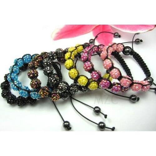 Hrt343 7 mixed color Fasion Resin rhinestone Ball bead jewelry.Hotsale crystal Bracelet For men