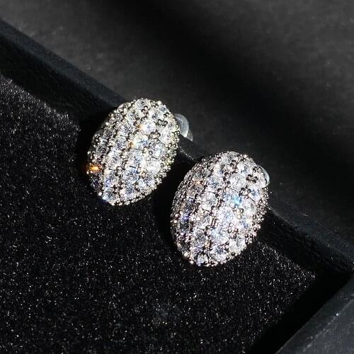 Huitan New Trendy Gorgeous Oval Shape Earrings for Women Simple Design Princess Fancy Dance Party Earring Jewelry Shine CZ Stone
