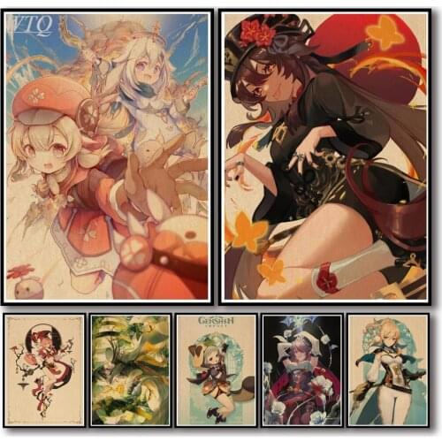 Game Poster Genshin Impact Anime Posters Retro Poster Canvas Painting Wall Art Home Decor Photos for Childrens Room Decor