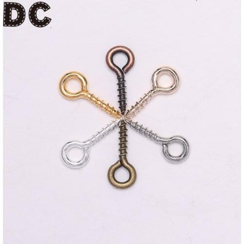 DC 200pcs/lot Small Tiny Mini Eye Pins Eyepins Hooks Eyelets Screw Threaded Gold Clasps Hooks Jewelry Findings For Making DIY