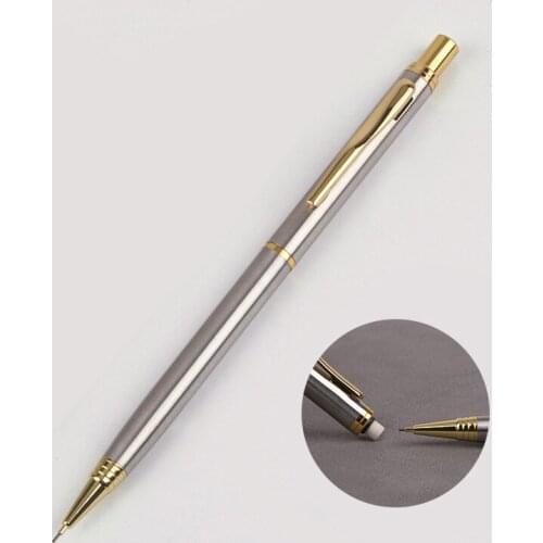 Metal Silver Mechanical Pencil 0.5mmmm lead professional automatic pencils student drawing for school office supplies
