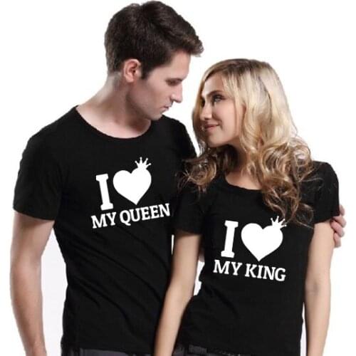 Fashion Graphic Tumblr Lover T-shirt Outfits I Love My King I Love My Queen Couple Shirts King Queen Matching Couples T Shirt