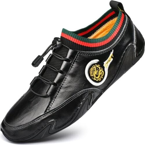 2021 Men Casual shoes Genuine Leather Sneakers Fashion Brand Men Flats Autumn Shoes Black Comfortable Men Loafers Moccasins