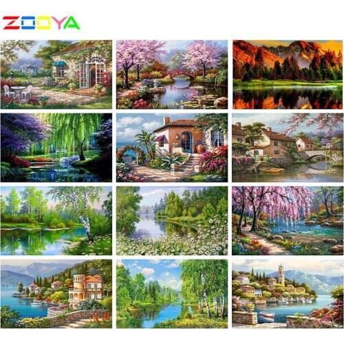 ZOOYA Diamond Embroidery Scenery Full Square Round Drill Diamond Painting Kit Scenic Rhinestone Diamond Mosaic Home Decor A60010