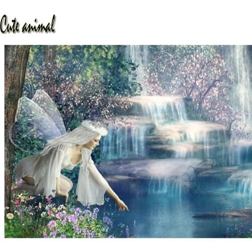 Waterfall Landscape Diamond Painting 5D Elf Girl Flower Diamond Embroidery Cross Stitch Full Square Drill Diamond Mosaic Kit New