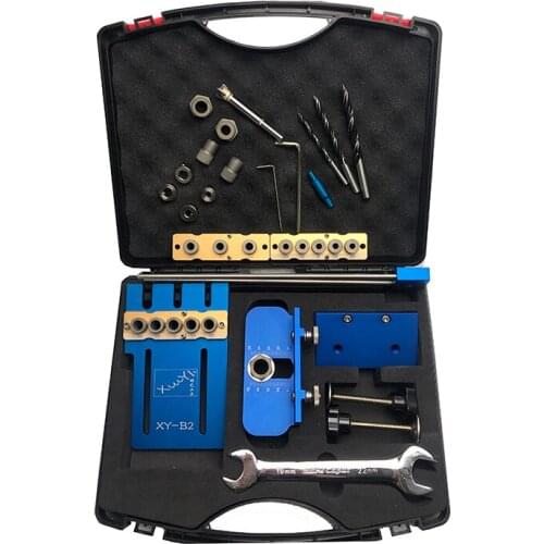 Aluminum Alloy Dowelling Jig Set High Precision Punch Locator 3 in 1 Wood Dowel Drilling Position Jig DIY with 2pcs Drill Sleeve