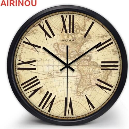 World Map Wall Clock,Non-Ticking Wooden Cardboard Wall Clock for Home Kitchen Office,Silent Sweep Wall Clock for Decorative