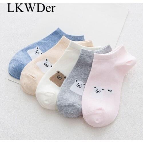 LKWDer 5 Pairs Socks Womens Hot Sale Summer Plain Color Small Fresh Pure Color Cotton Women Boat Socks Girl Female Ladies Meias