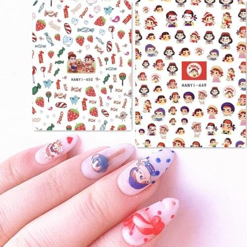Newest HANYI 449 450 design nail art sticker decal stamping back gule DIY nail decoration tools