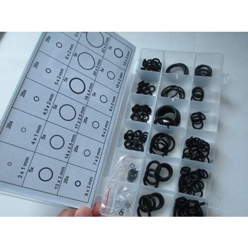 New 225Pcs/Set 18king O-ring Kit black "O"-ring Seal Seals Rubber 3-22mm
