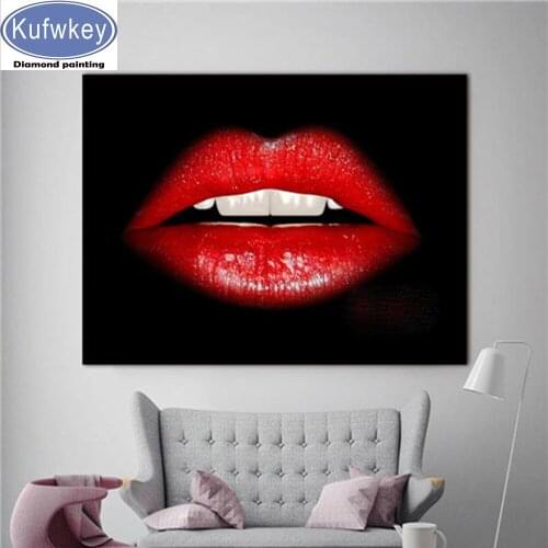 New arrival Diy diamond painting Red lips Scary Blue Tongue picture rhinestone embroidery diamond mosaic sticker 5d cross stitch