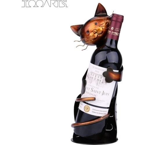 TOOARTS Cat Wine Rack Wine Holder Table Shelf Metal Practical Sculpture Wine Stand Storage Home Decoration Interior Crafts Gifts