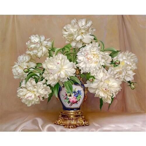 Flowers Acrylic Printed Fabric 11CT Cross-Stitch Embroidery Complete Kit DMC Threads Handiwork Sewing Hobby Counted