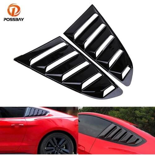 POSSBAY 1 Pair Car Quarter Side Rear Window Louvers Cover Window Shutters Car Styling for Ford Mustang Fastback 2015-present