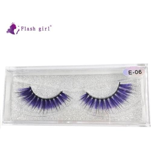Flash Girl E Series Individual False Eyelashes 1 Pairs Fluffy 3D Real Mink Makeup Colorful Eylashes