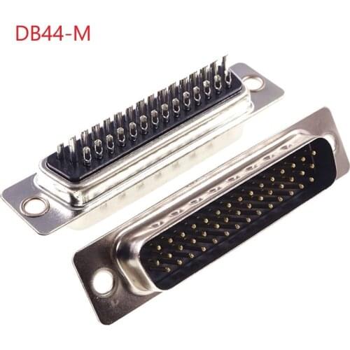 5Pcs D-Sub Connector Plug Male Pins 44 Position 3 Rows Wire Solder Type Rectangular I/O